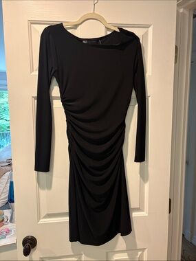 KamaliKulture Elegant Black Ruched Long-Sleeve Dress — Women's